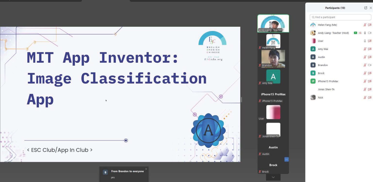 Andy Inventor Aug 2025 ESC Club Hosts Second Summer Online MIT App Inventor Camp-Five ...