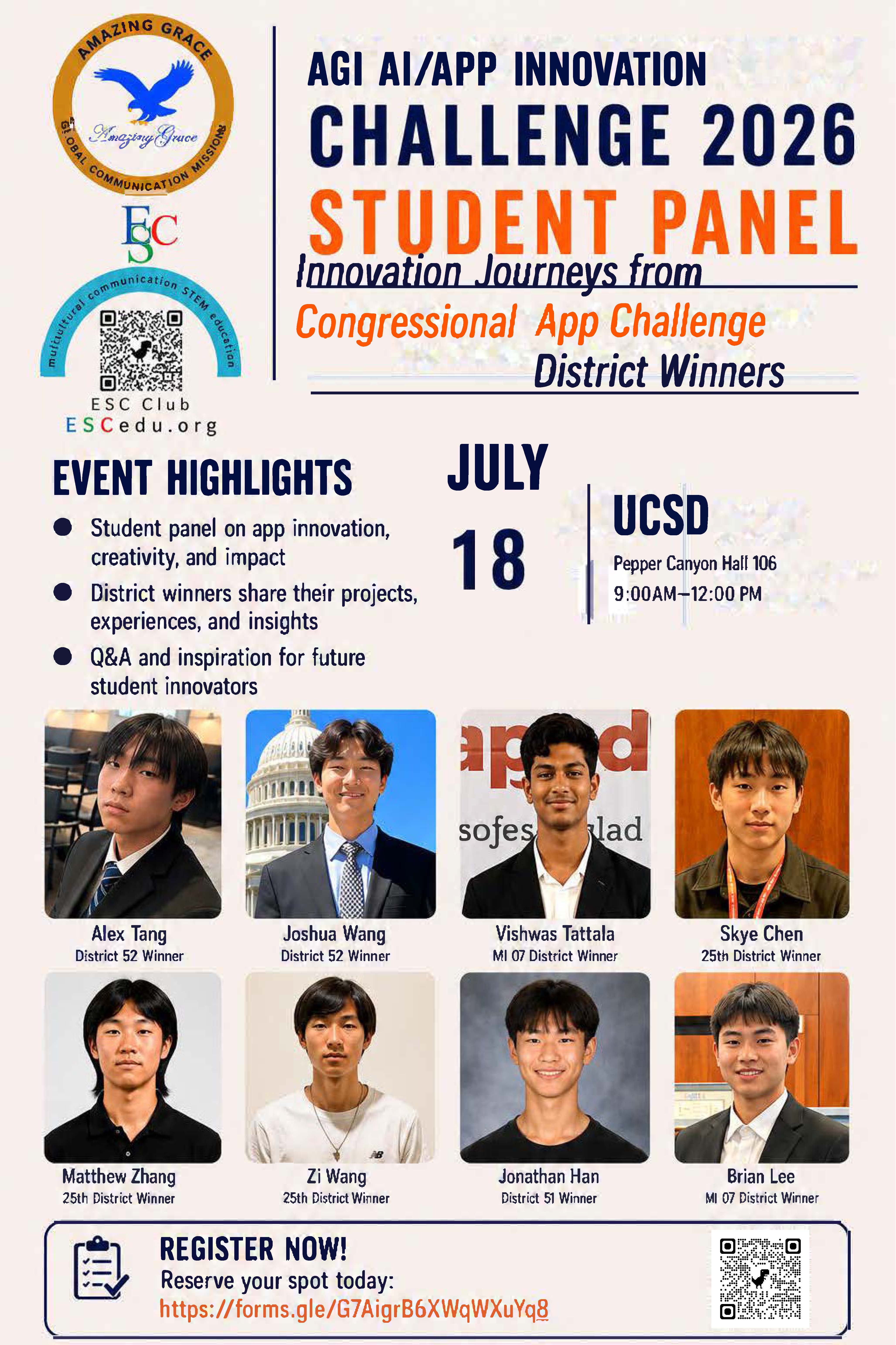 ESC Club Successfully Hosts 2026 Congressional App Challenge (CAC) Winner Student Panel at UC San Diego